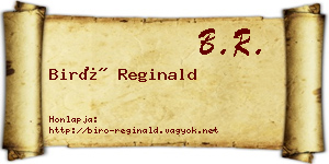 Biró Reginald névjegykártya